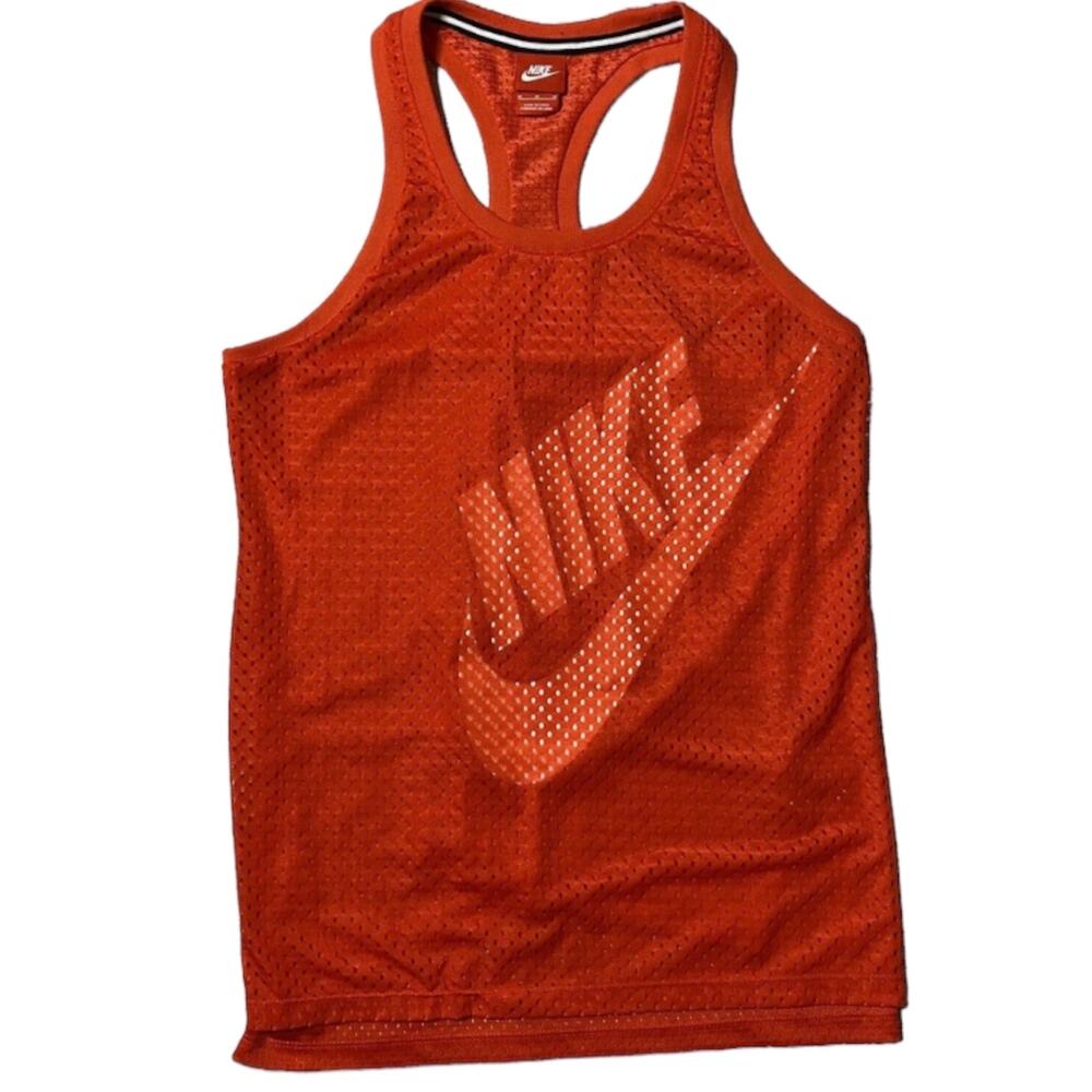 Nike Swoosh 'Just Do It" Red Double Layer Mesh Sportswear Racerback Tank - Sz M